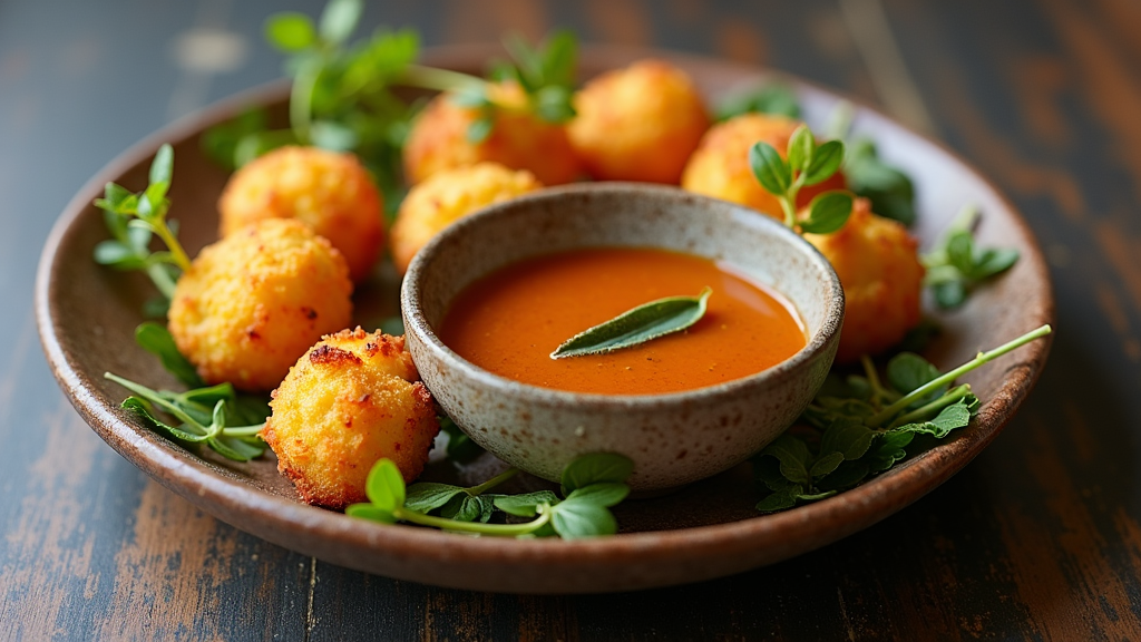 Soulful Cornbread Hush Puppies with Sage and Maple Dipping Sauce