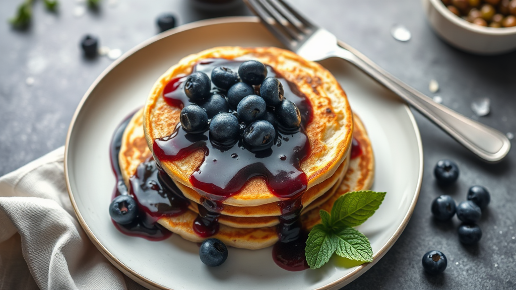 Sourdough Pancakes with Blueberry Compote