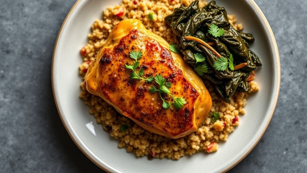 Southern Baked Chicken with Quinoa and Collard Greens