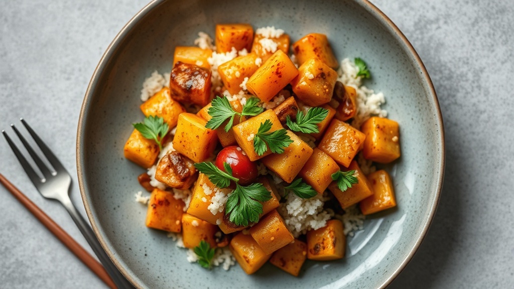 Soya Sauce Spiced Potato and Puffed Rice Stir-Fry