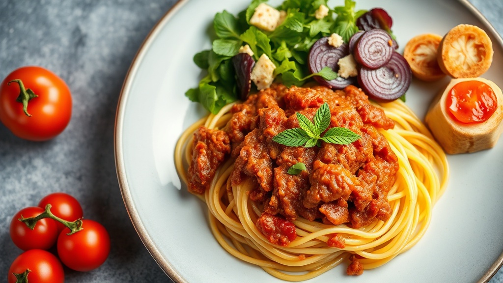 Spaghetti Bolognese with Lean Beef and Side Salad