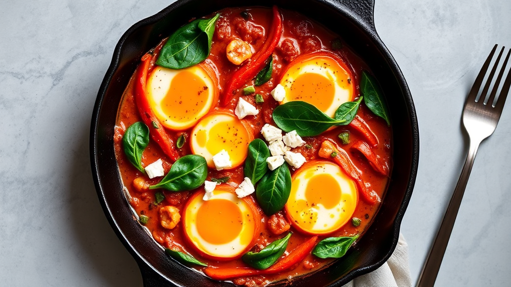 Spanish-Style Shakshuka with Feta and Spinach
