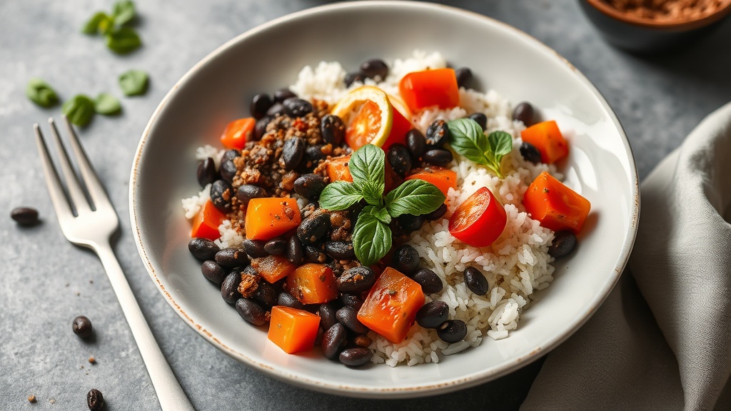 Spiced Black Bean and Tomato Rice Bowl