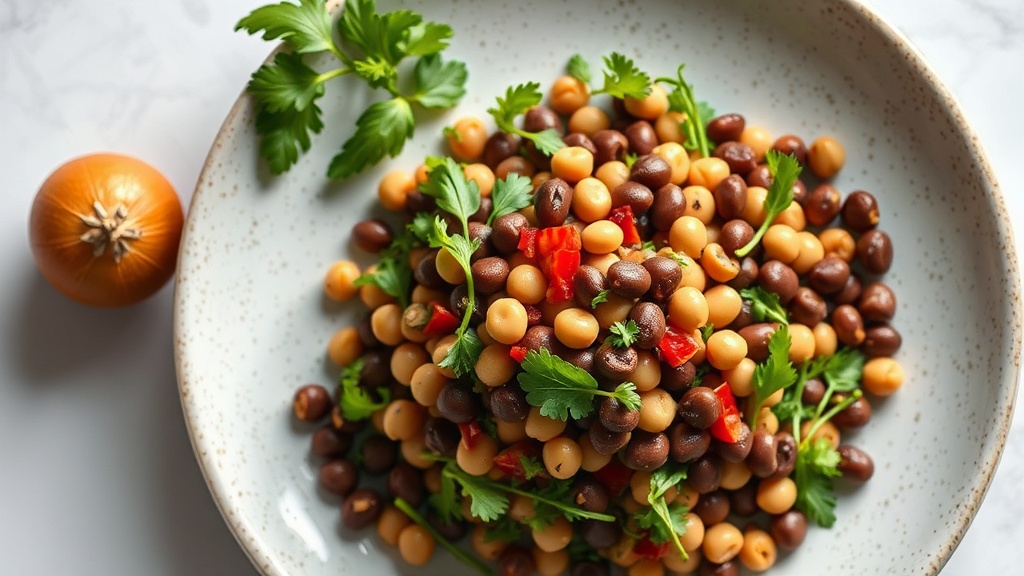 Spiced Black Eyed Peas and Mung Bean Salad