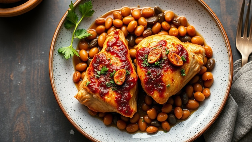 Spiced Chicken Thighs with Pinto Beans and Poblano Pepper