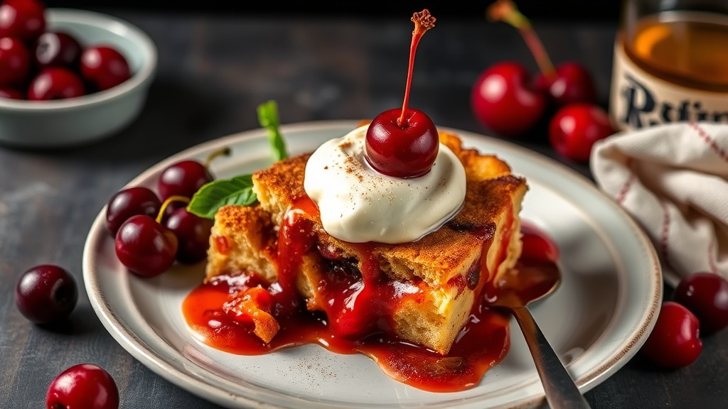 Spiced Rum Cherry Bread Pudding