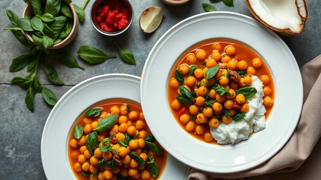 Spiced Split Chickpea Stew with Coconut and Spinach