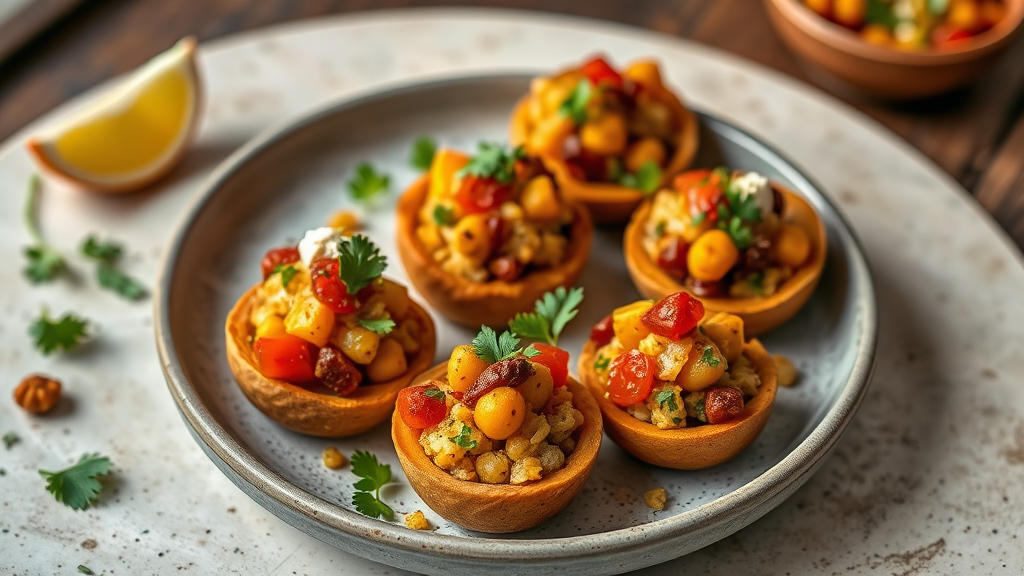 Spiced Sweet Potato and Chickpea Chaat Bites