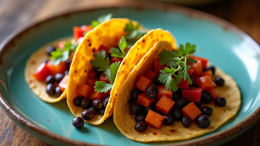 Spicy Black Bean and Sweet Potato Tacos