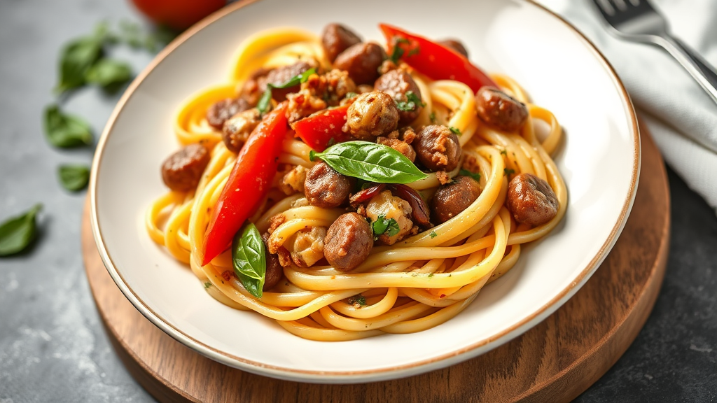 Spicy Italian Sausage and Peppers Pasta