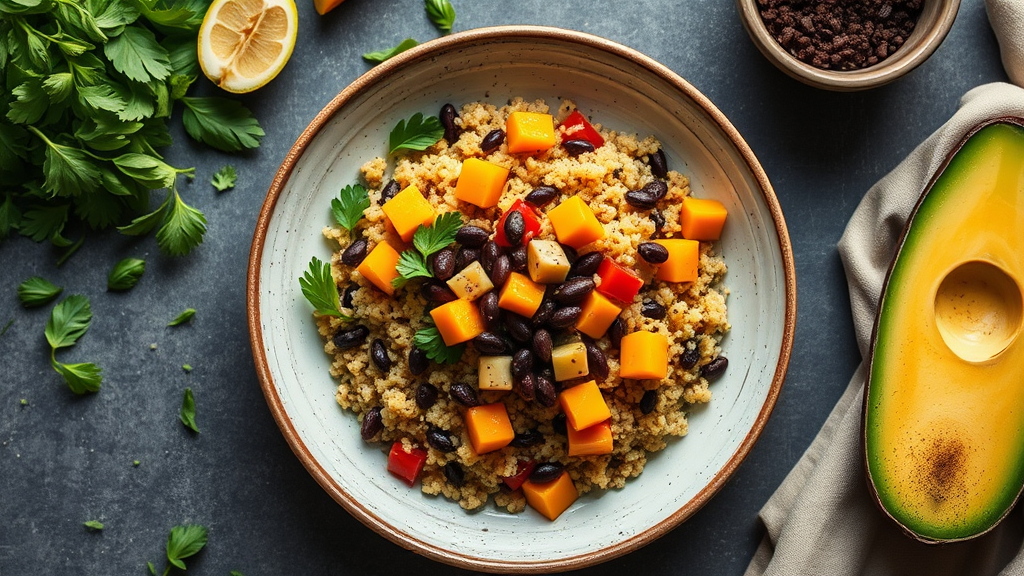 Spicy Mango and Black Bean Quinoa Bowl