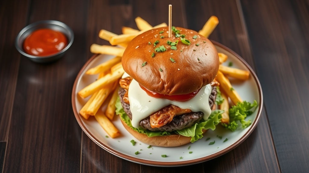 Spicy Ranch Hamburger with Garlic Fries