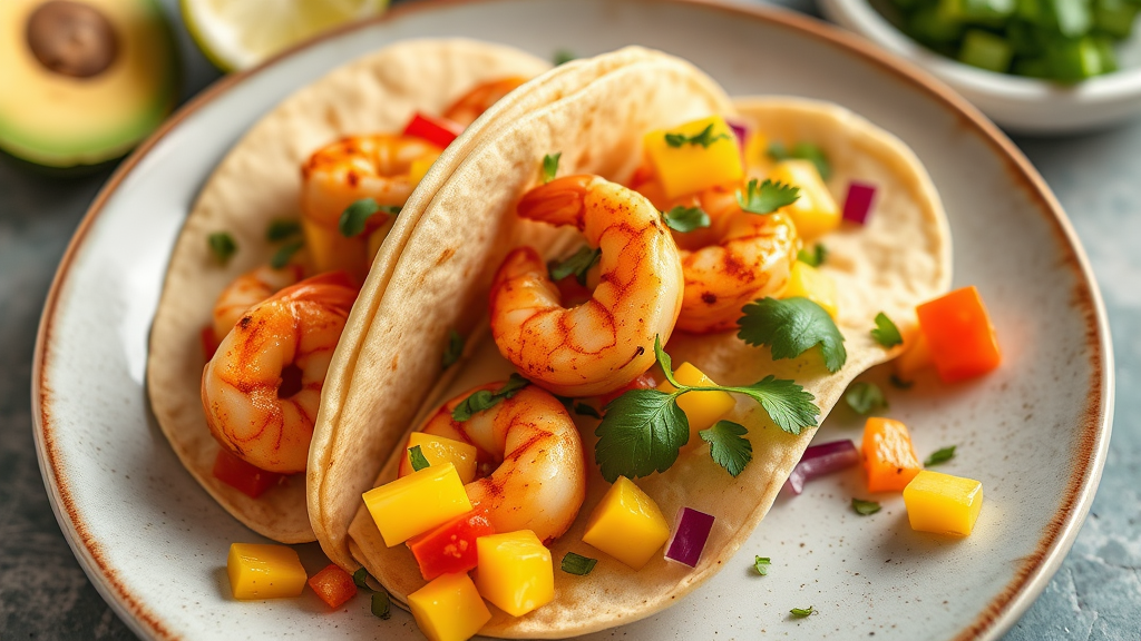 Spicy Shrimp Tacos with Mango Salsa