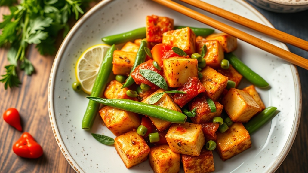 Spicy Tofu and Edamame Stir Fry