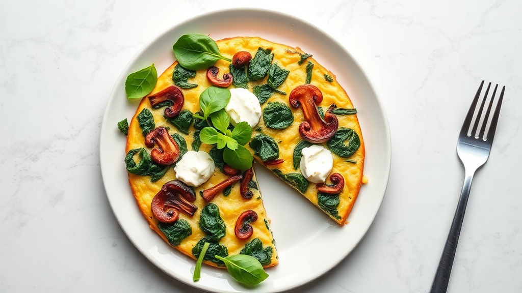 Spinach and Mushroom Frittata with Goat Cheese