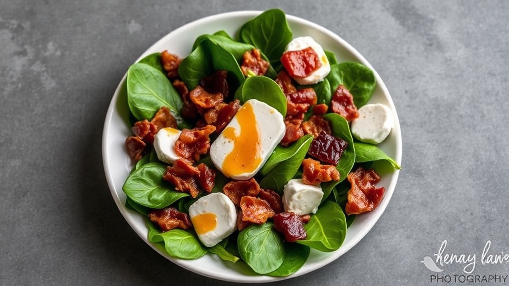 Spinach Salad with Warm Bacon Dressing and Goat Cheese
