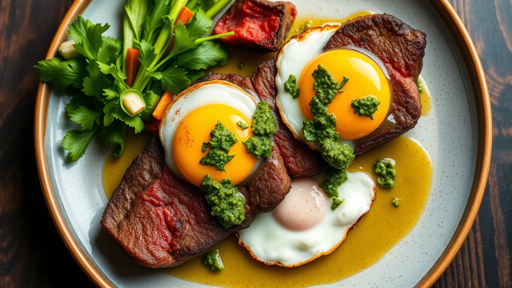 Steak and Eggs with Chimichurri Sauce