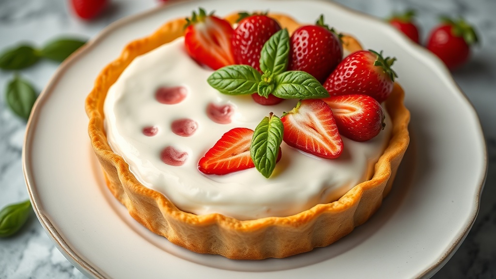 Strawberry Pie with Basil Cream