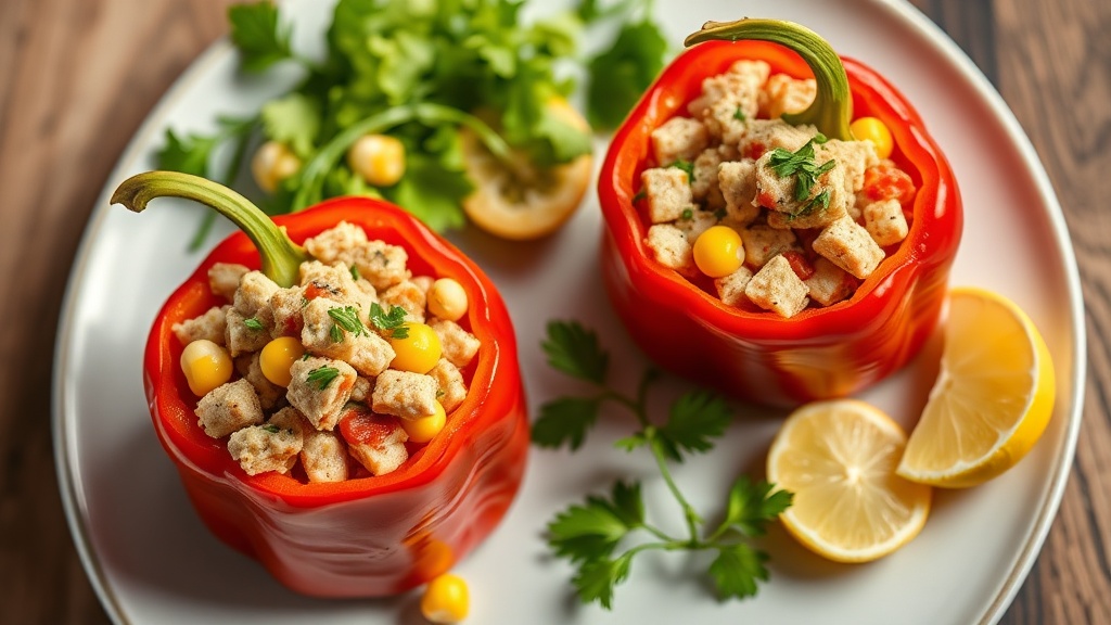 Stuffed Bell Peppers with Tuna and Sweetcorn