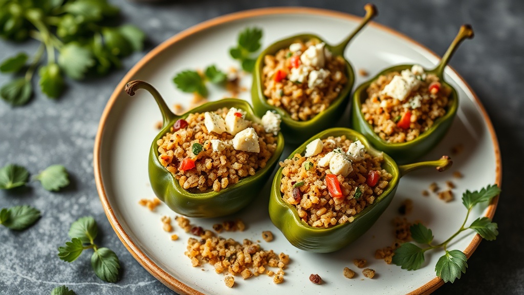 Stuffed Green Chilis with Quinoa and Cheese