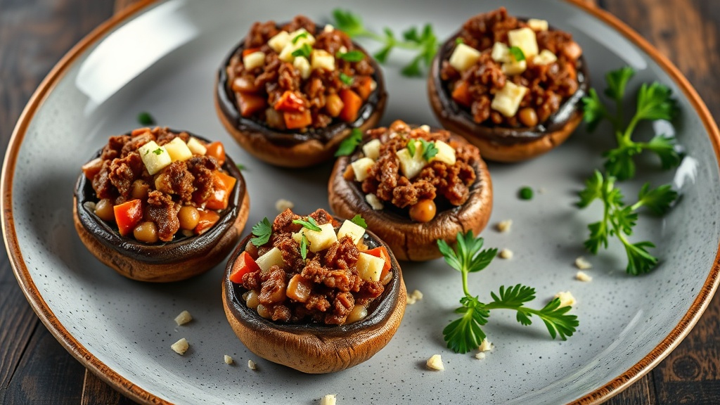 Stuffed Mushrooms with Beef Mince and Cheese