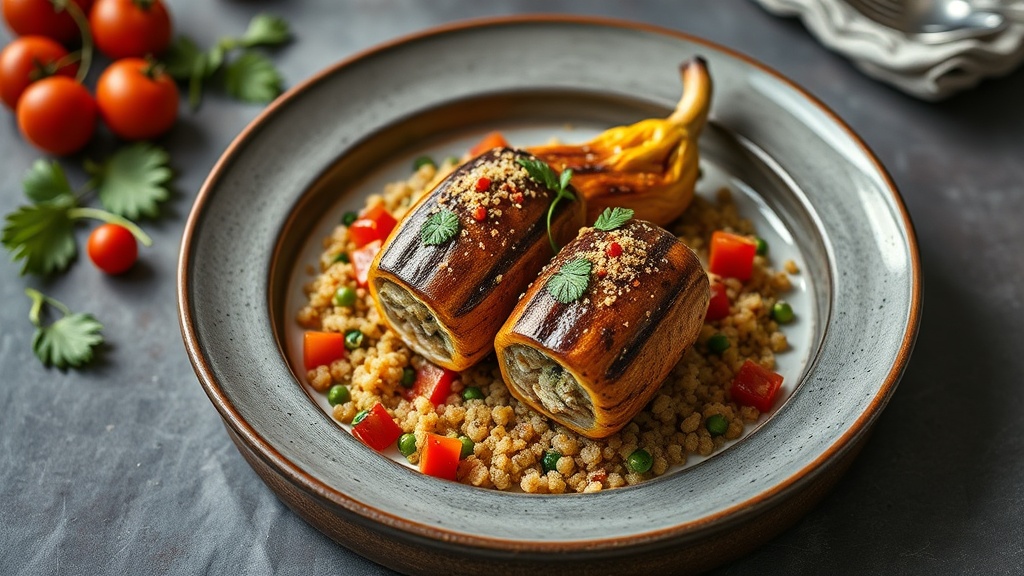 Stuffed Snake Gourd with Spiced Quinoa and Vegetables