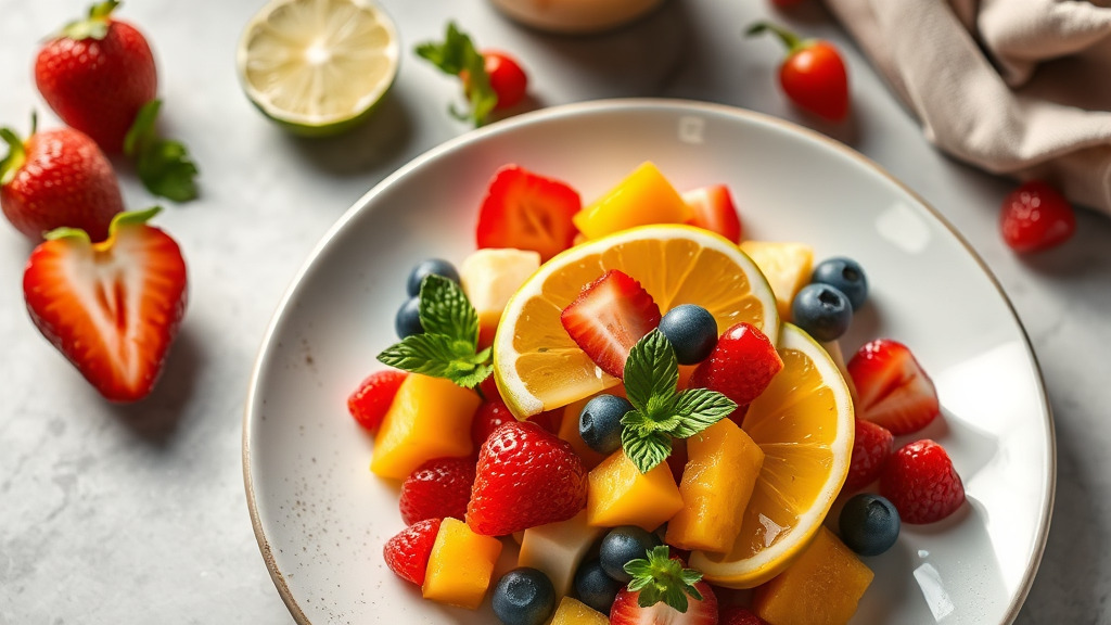 Summer Fruit Bowl with Honey Lime Dressing