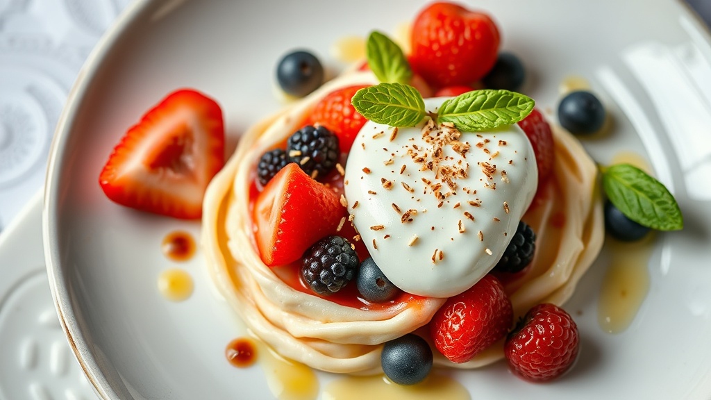 Surli Ariin with Berry Medley and Creamy Cheese Topping