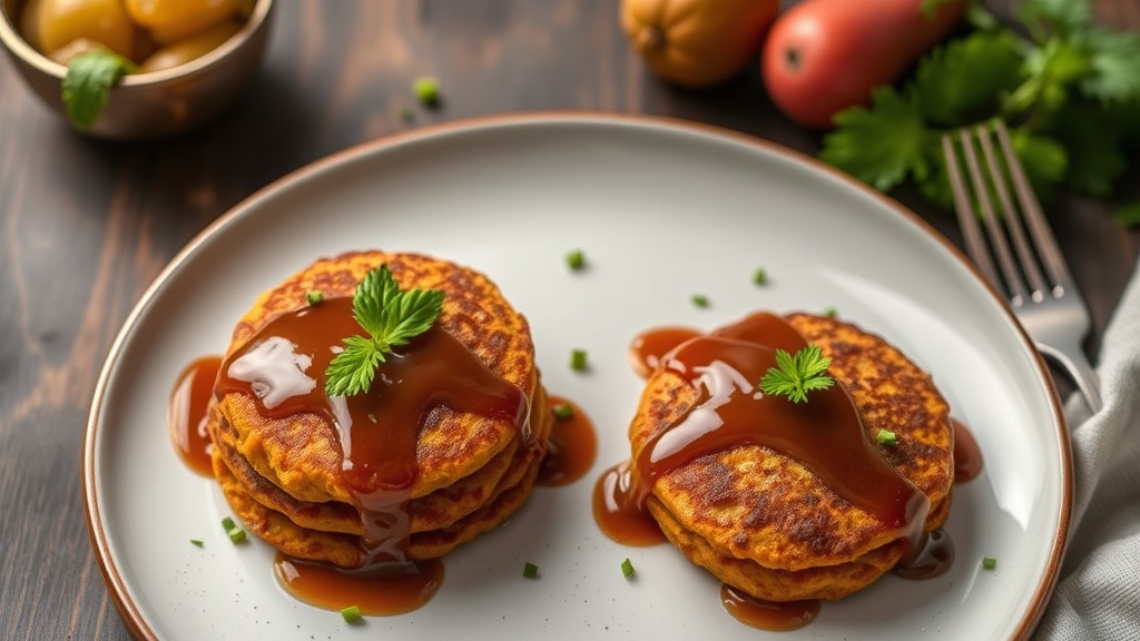 Sweet Potato Pancakes with Brown Sugar Glaze