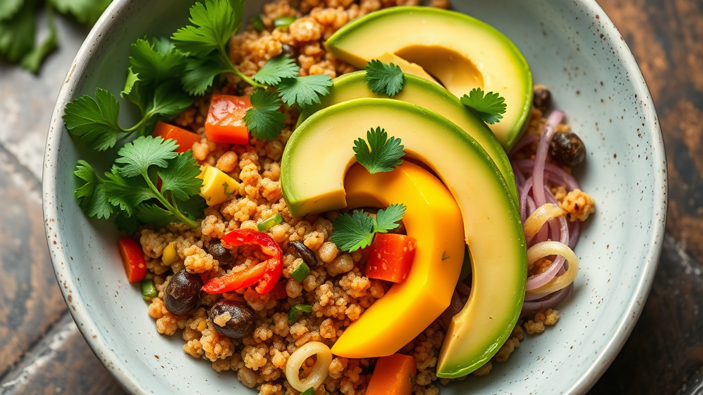 Szechuan Spiced Quinoa Bowl with Mango and Avocado