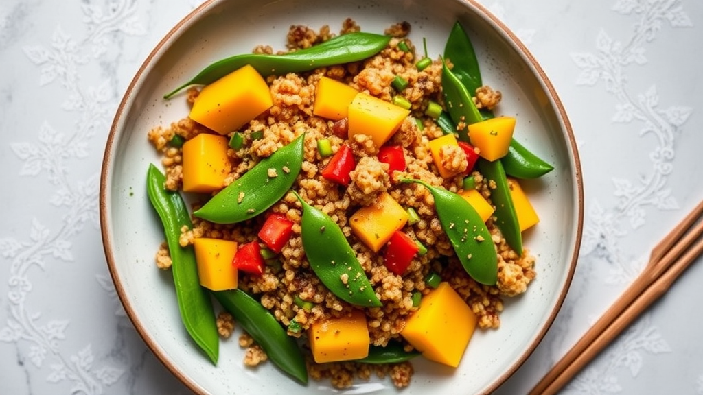 Szechuan-Spiced Quinoa Stir-Fry with Mango and Snap Peas