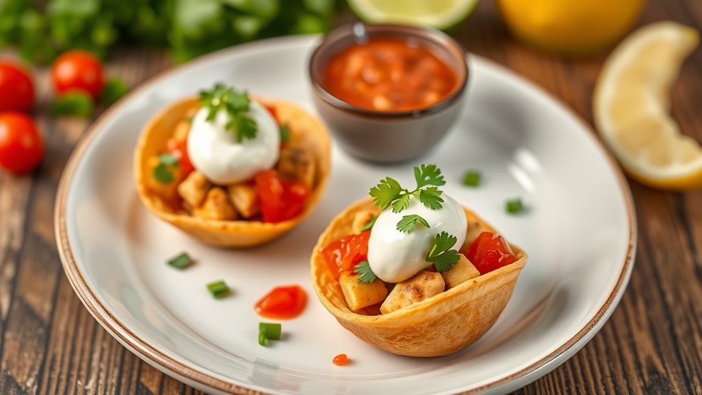 Taco Bites with Crema and Salsa