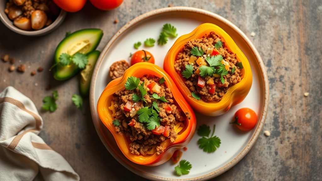 Taco Meat Stuffed Bell Peppers