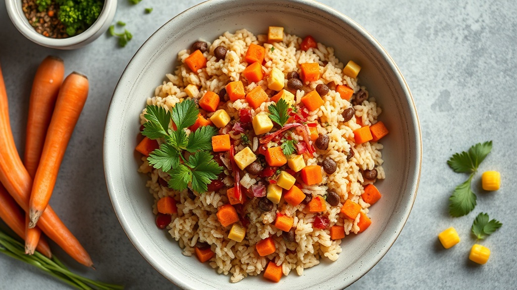 Taco Rice Bowl with Carrots and Corn