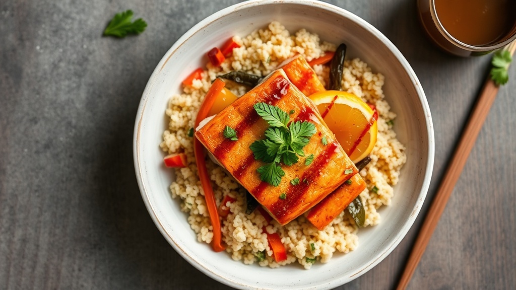 Teriyaki Fish Bowl with Couscous and Honey Garlic Sauce