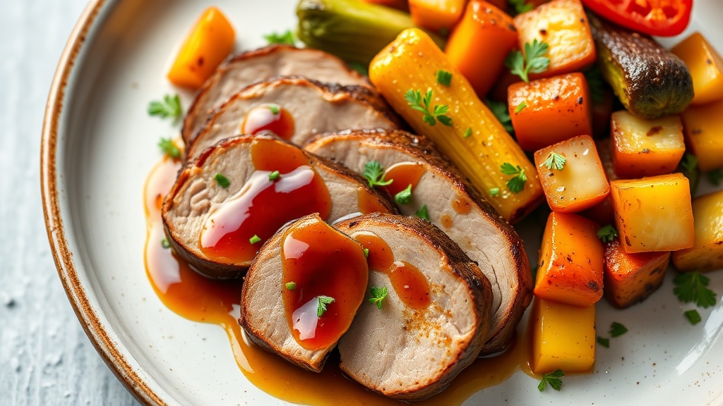Teriyaki Ginger Pork Tenderloin with Roasted Vegetables