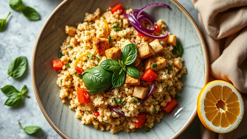 Thai Basil Chicken Quinoa Bowl