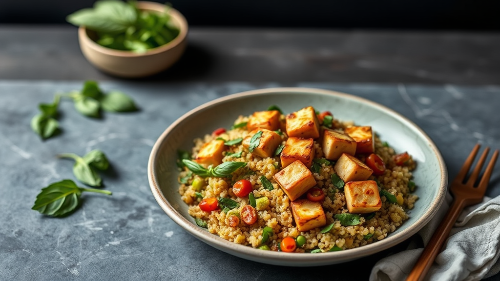 Thai Basil Quinoa Stir-Fry with Lemongrass Tofu