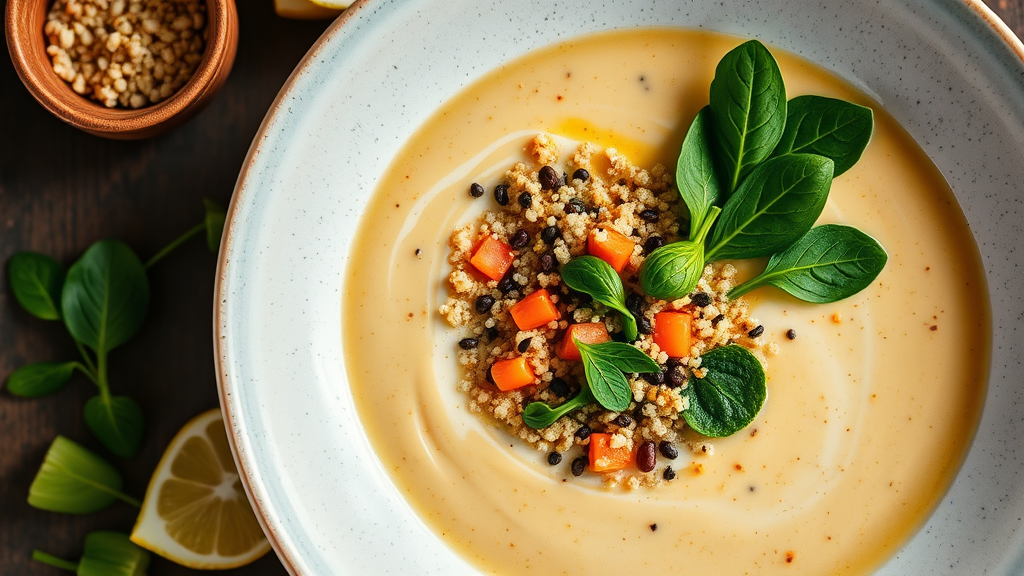 Thai Coconut Lemongrass Soup with Quinoa and Spinach