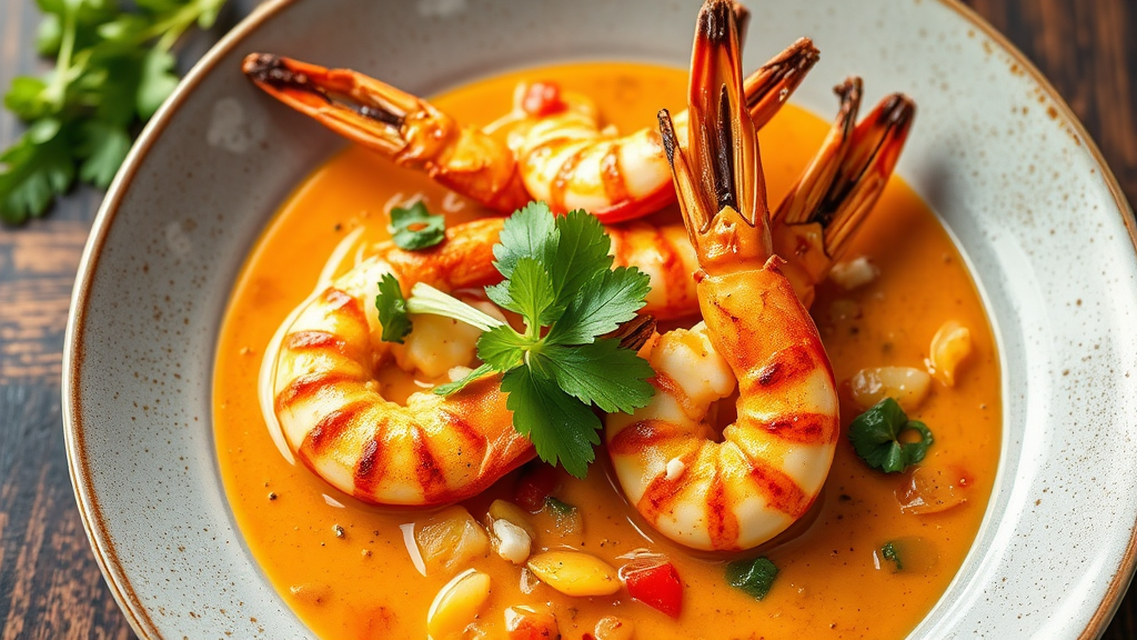 Thai-Australian Coconut Curry with Grilled Prawns