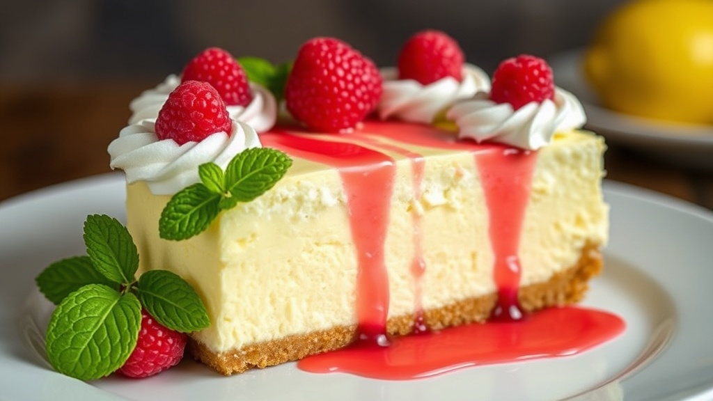 The Cheesecake Factory's Lemon Cheesecake with Raspberry Drizzle (Copycat Recipe)