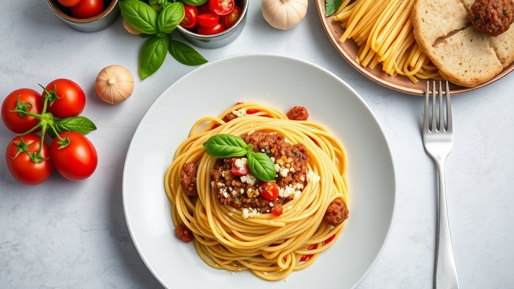 Tomato Basil Ricotta Hamburger Spaghetti
