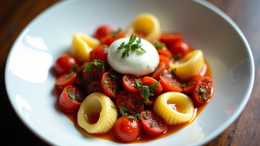 Tortellini with Burrata and Roasted Tomatoes