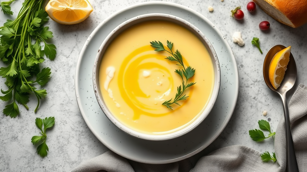 Traditional Greek Avgolemono Soup