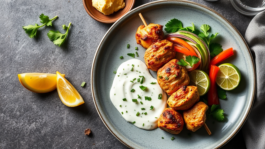 Traditional Greek Chicken Souvlaki with Tzatziki