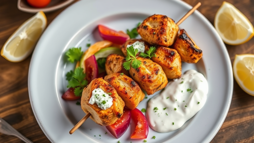 Traditional Greek Chicken Souvlaki with Tzatziki