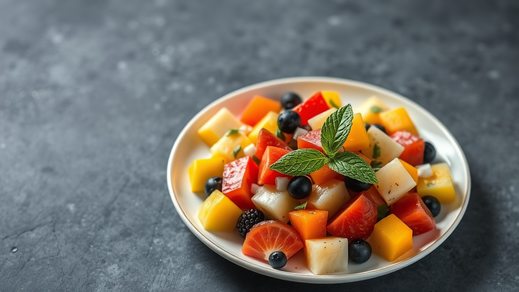 Tropical Fruit Salad with Mint Dressing