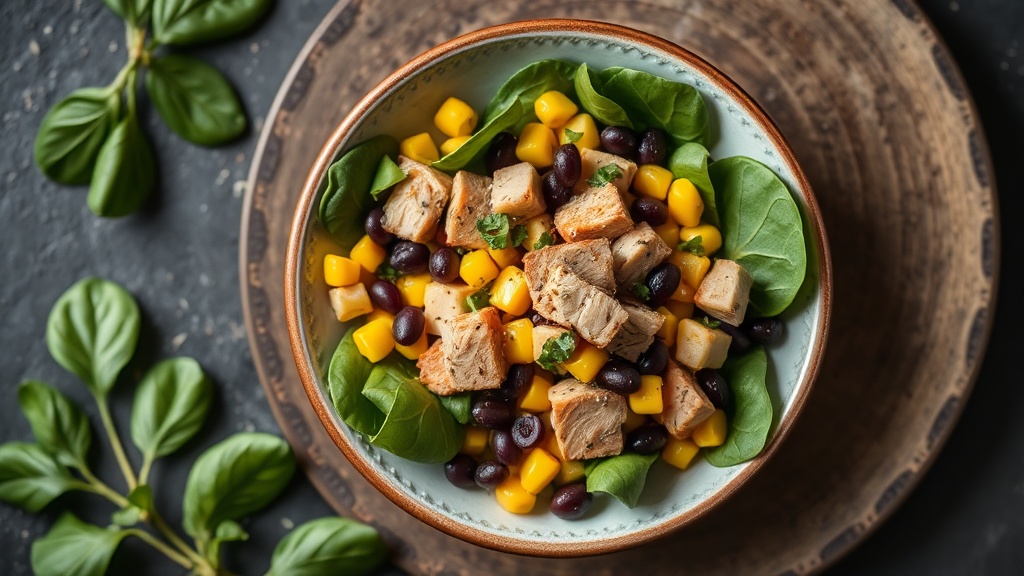 Tuna, Black Bean, Corn, and Spinach Salad