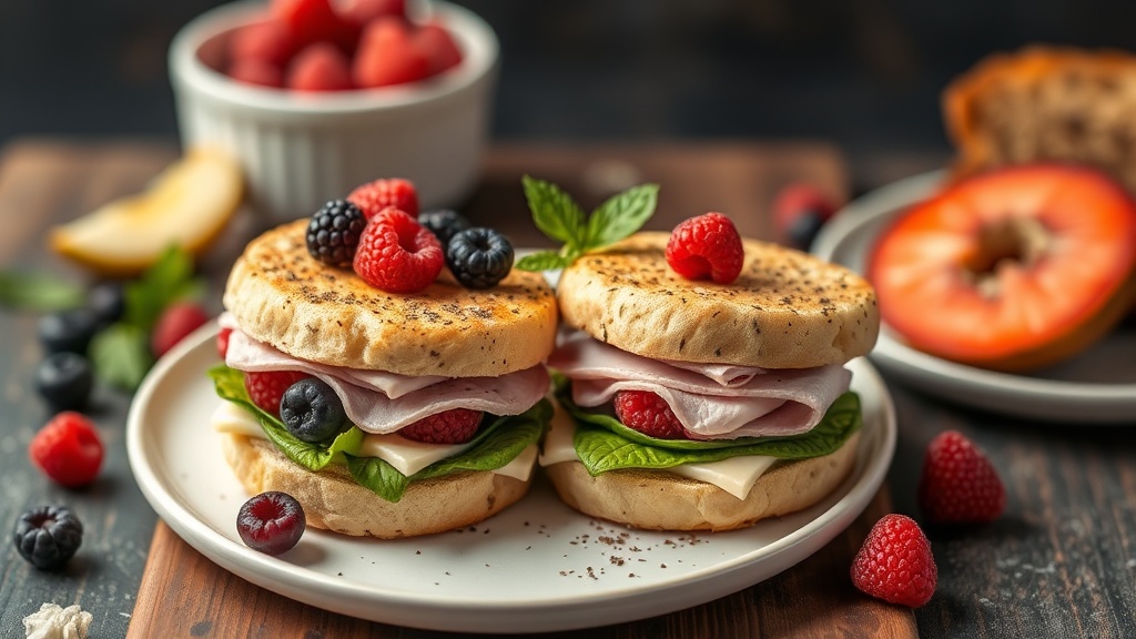 Turkey and Berry English Muffin Sandwiches