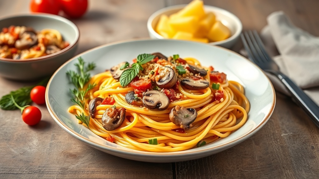 Turkey Mushroom Spaghetti Bake